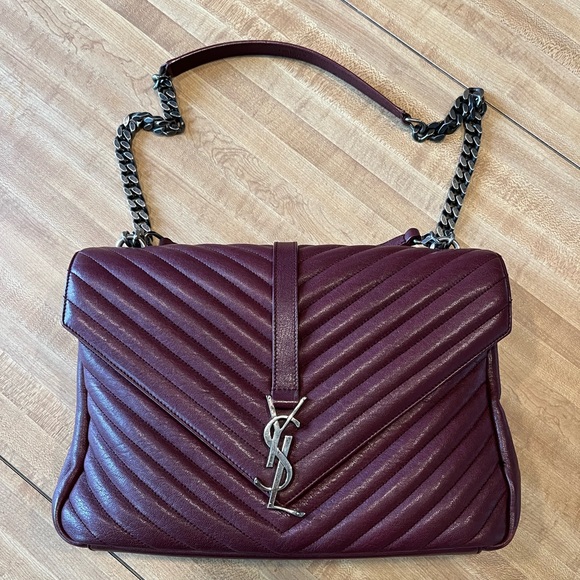 2017 Saint Laurent Large College Bag in Burgundy with Oxidized Silver Hardware - Picture 1 of 9